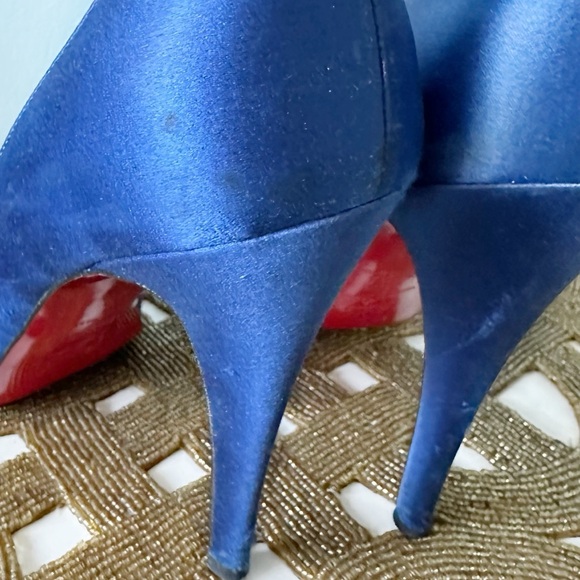 Christian Louboutin Very Prive Royal Blue Satin High Heel Pumps EU38.5/U… - Picture 7 of 10